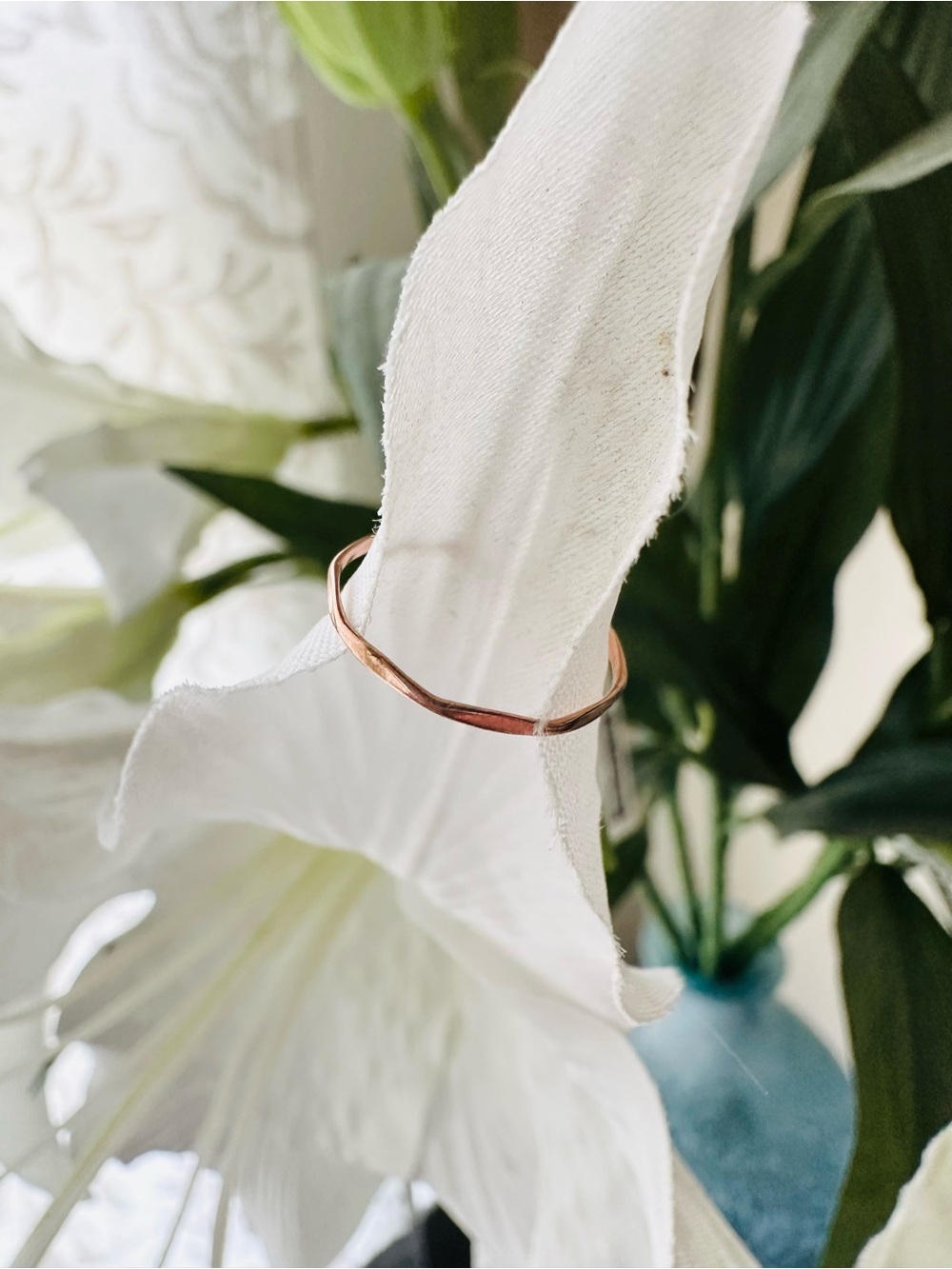 Minimal 14K Solid Gold Rose Gold Twisted Band Ring